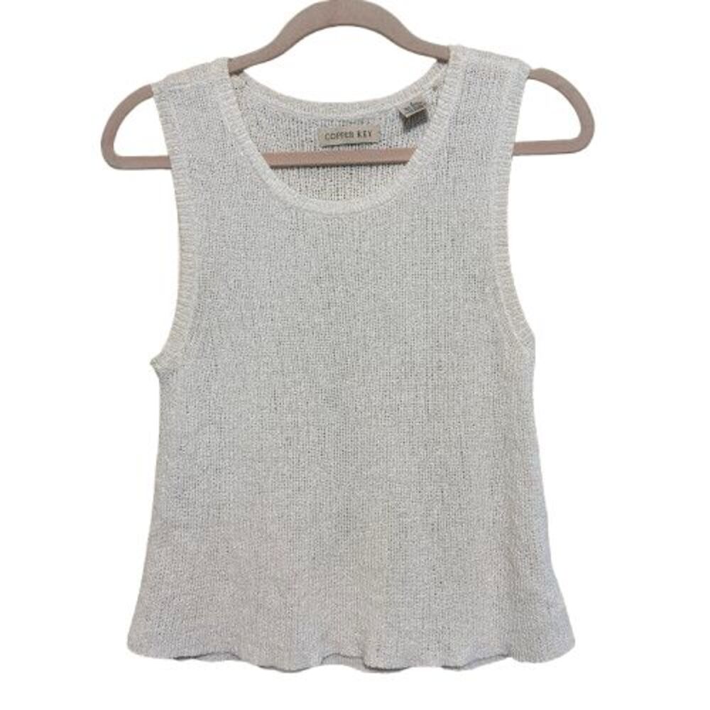 VTG Copper Key Sleeveless Sweater Knit Tank Top Womens Small Beachy Coastal